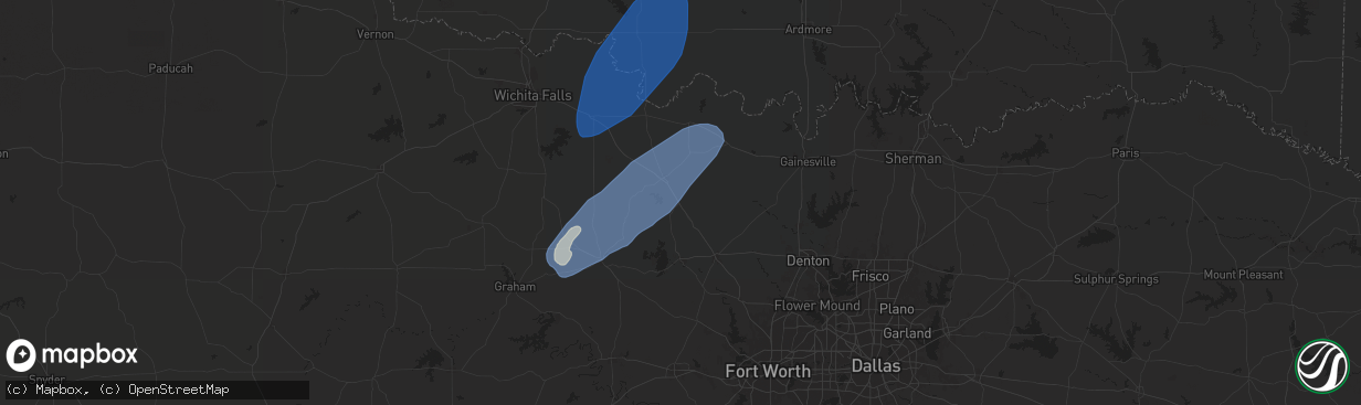 Hail map in Sunset, TX on November 8, 2024