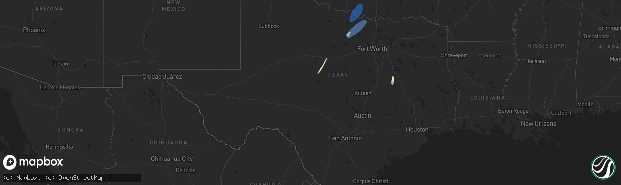 Hail map in Texas on November 8, 2024