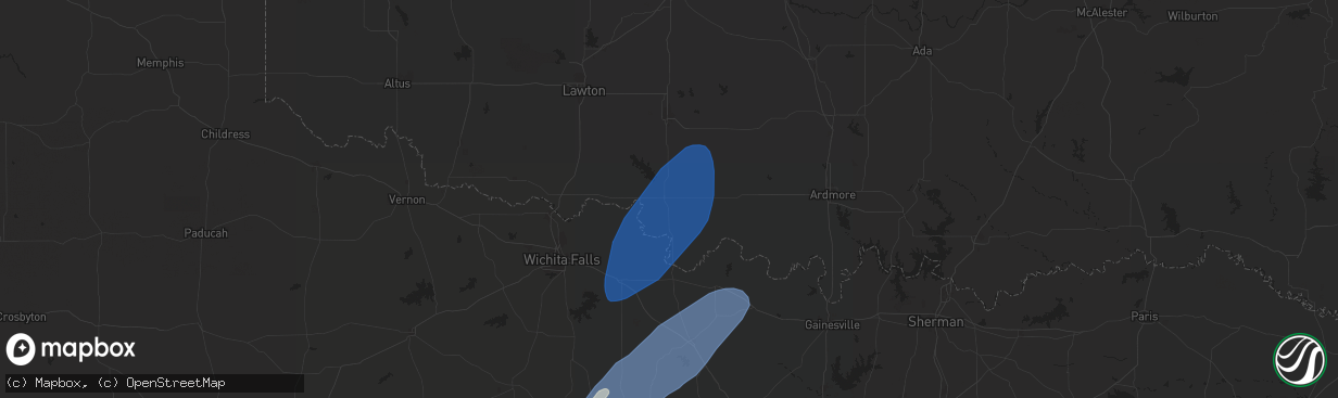 Hail map in Waurika, OK on November 8, 2024