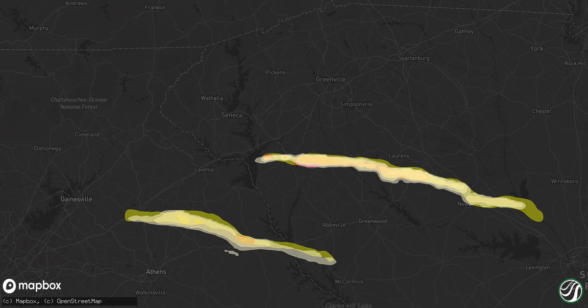 Hail map in Anderson, SC on November 8, 2025