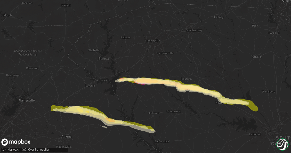 Hail map in Belton, SC on November 8, 2025