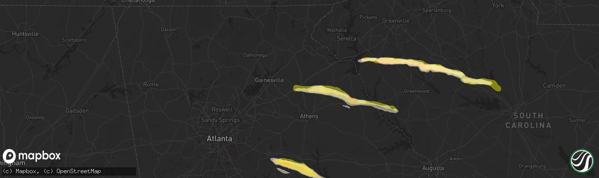 Hail map in Commerce, GA on November 8, 2025