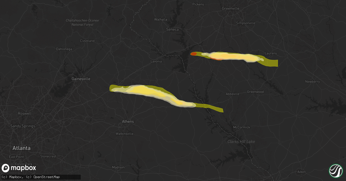 Hail map in Dewy Rose, GA on November 8, 2025