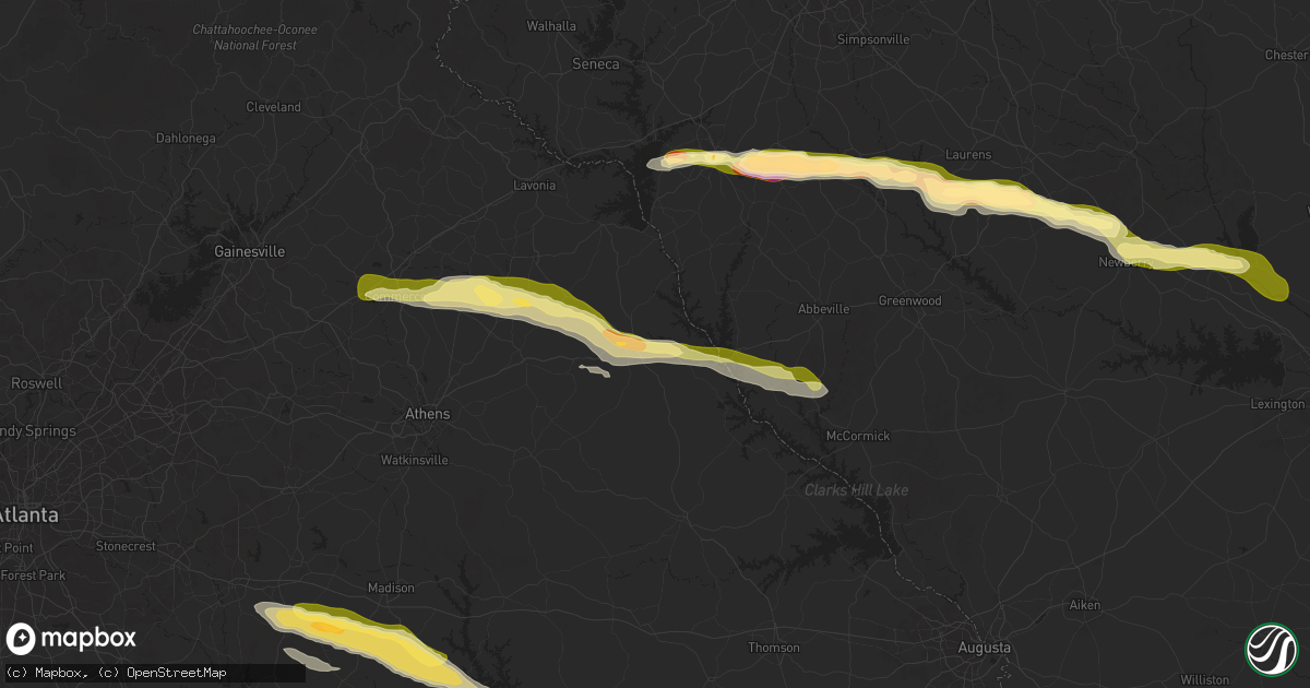 Hail map in Elberton, GA on November 8, 2025