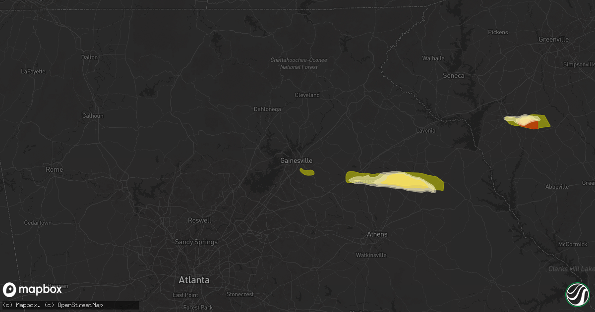 Hail map in Gainesville, GA on November 8, 2025