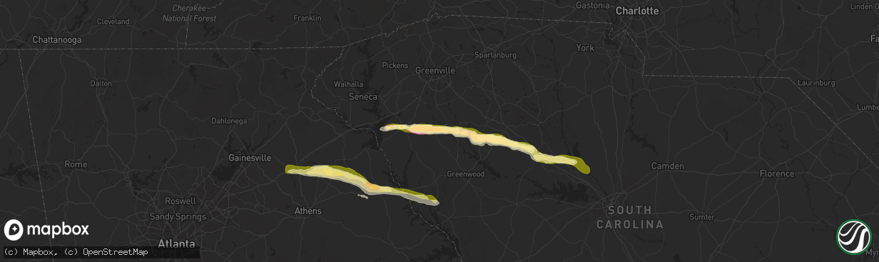 Hail map in Honea Path, SC on November 8, 2025