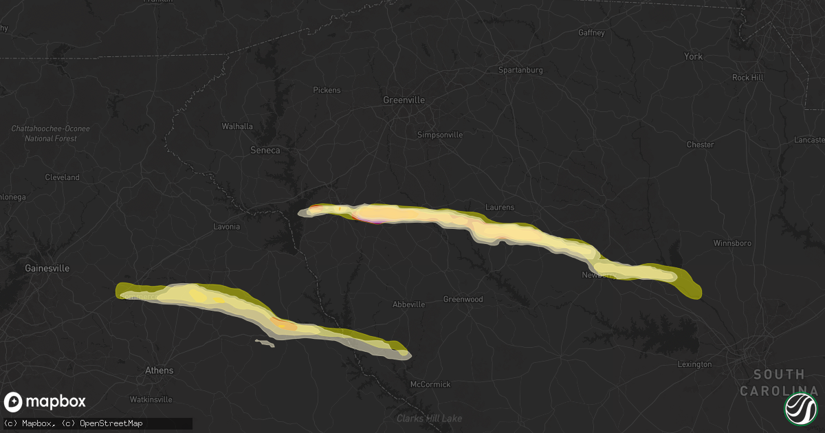 Hail map in Honea Path, SC on November 8, 2025