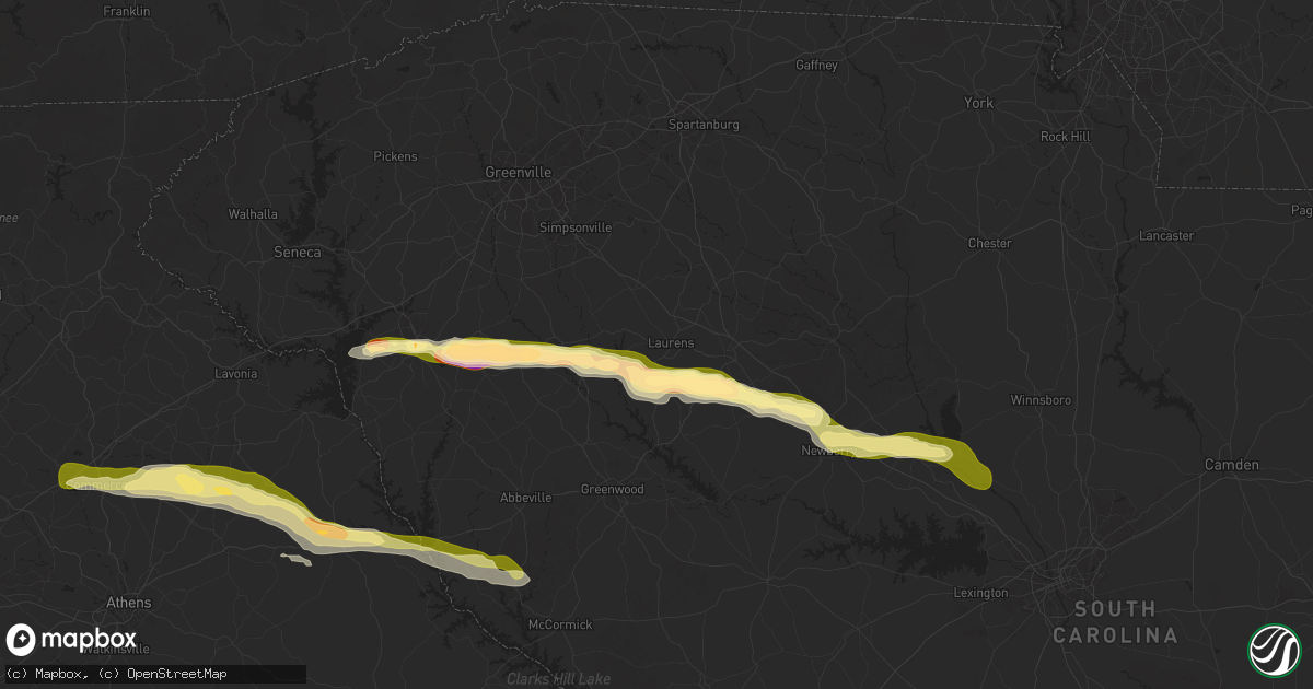 Hail map in Laurens, SC on November 8, 2025