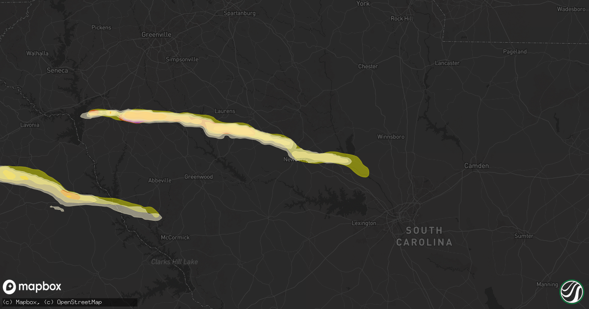 Hail map in Newberry, SC on November 8, 2025