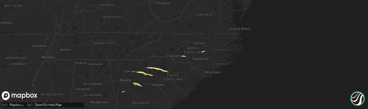 Hail map in North Carolina on November 8, 2025