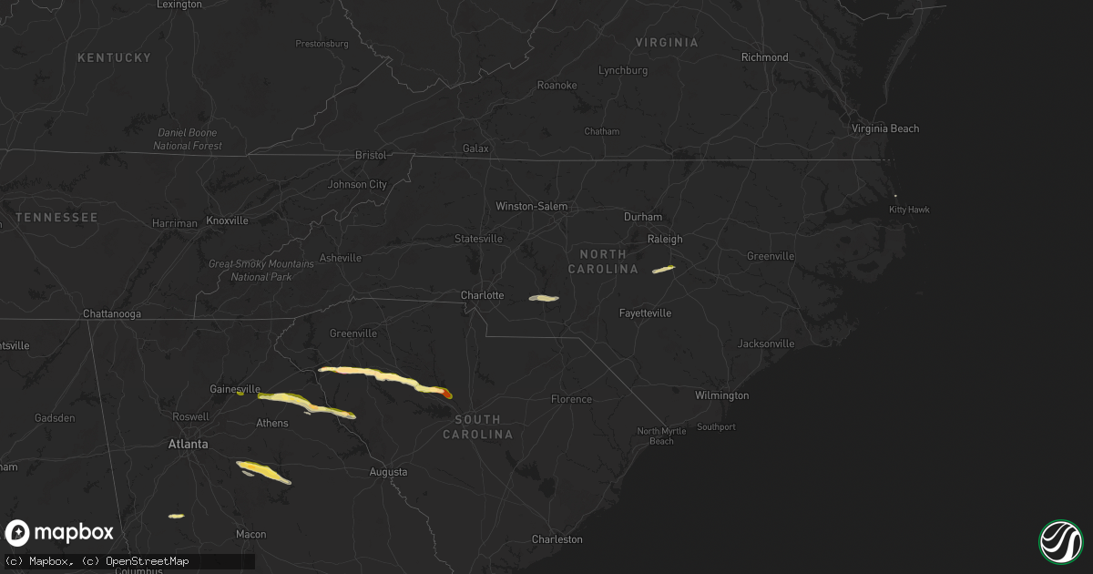 Hail map in North Carolina on November 8, 2025
