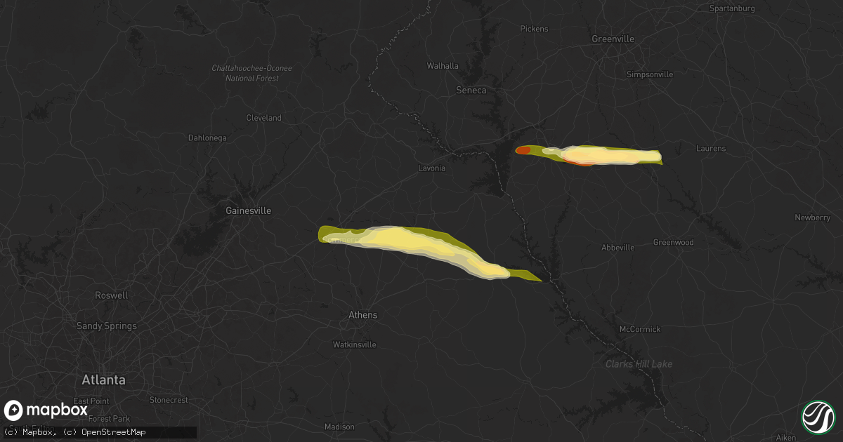 Hail map in Royston, GA on November 8, 2025