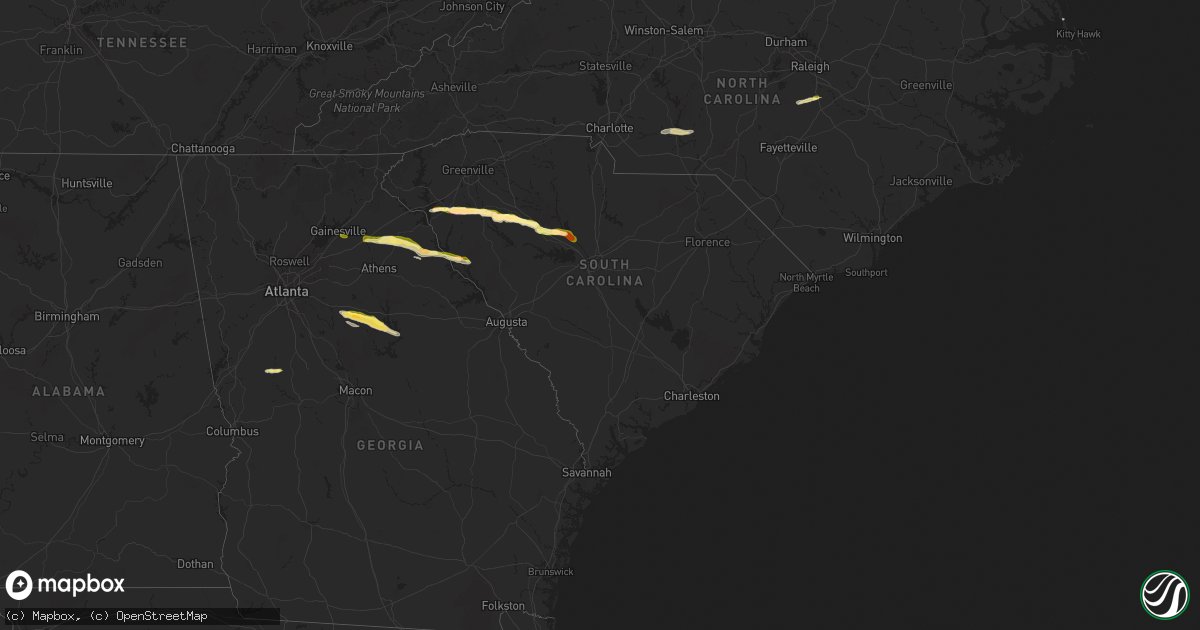 Hail map in South Carolina on November 8, 2025