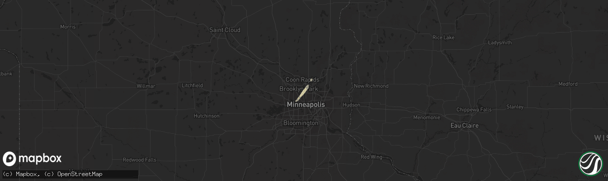 Hail map in Minneapolis, MN on November 9, 2012