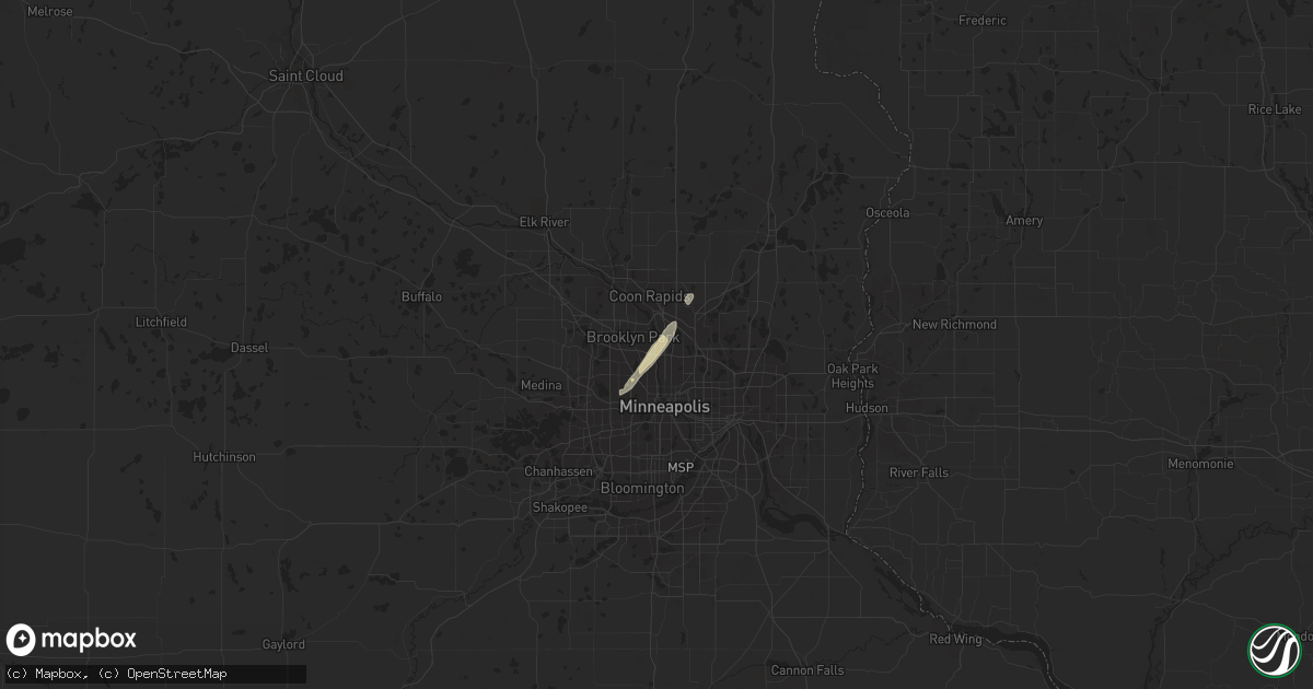 Hail map in Minneapolis, MN on November 9, 2012