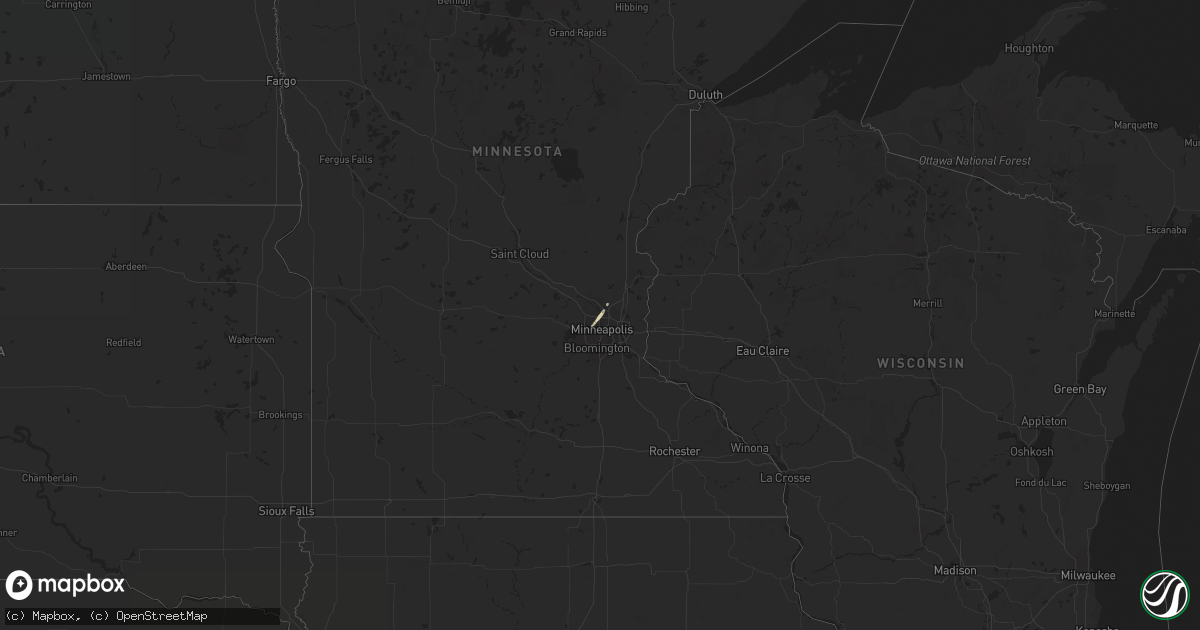 Hail map in Minnesota on November 9, 2012