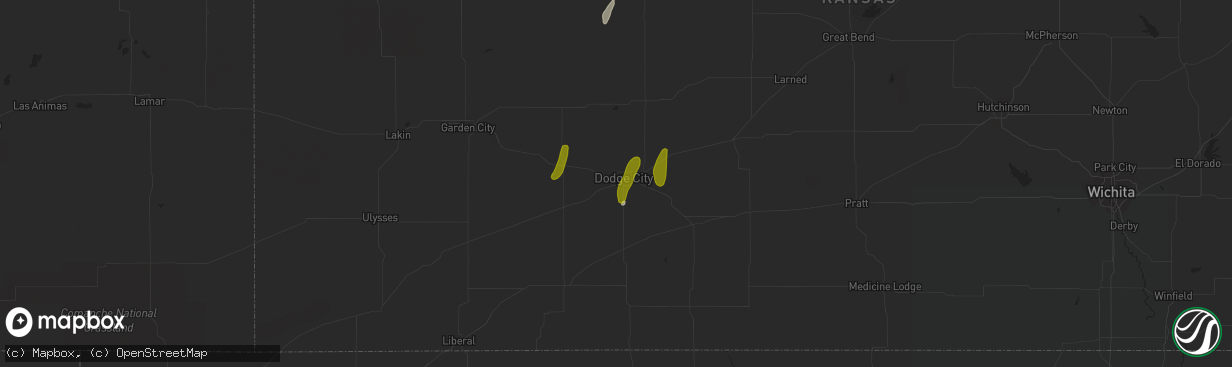 Hail map in Dodge City, KS on November 9, 2020