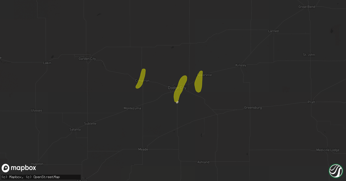 Hail map in Dodge City, KS on November 9, 2020