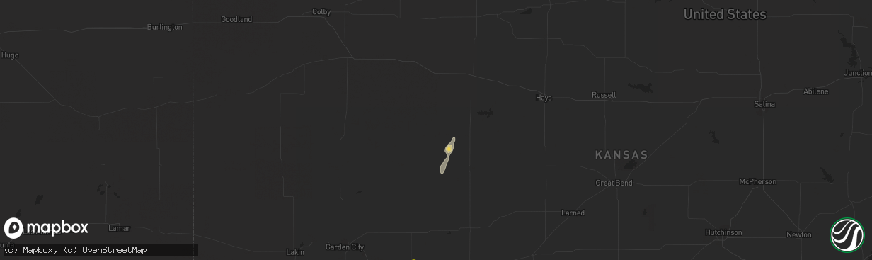 Hail map in Utica, KS on November 9, 2020