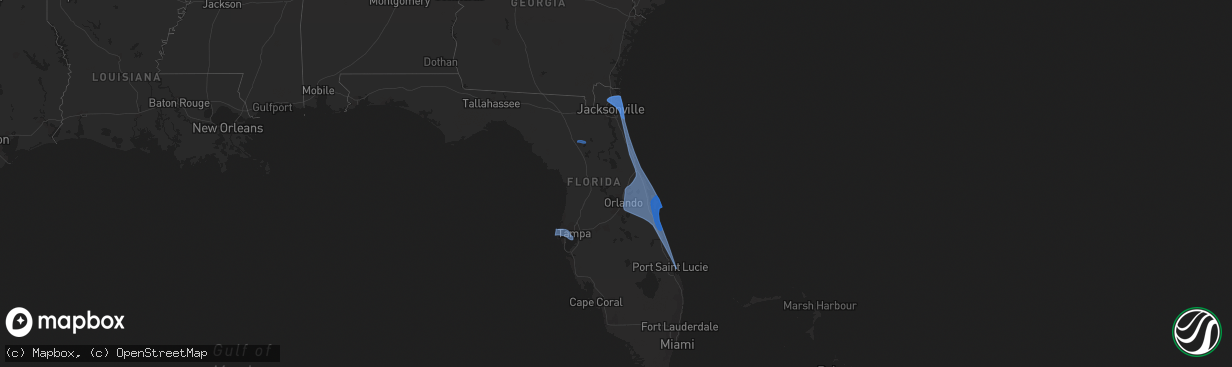 Hail map in Florida on November 9, 2022