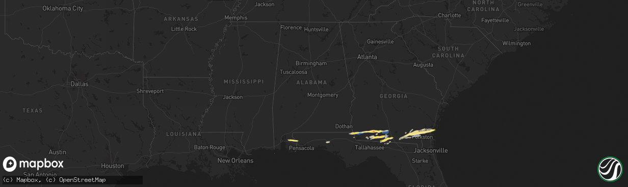 Hail map in Alabama on November 9, 2025