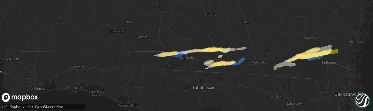 Hail map in Bainbridge, GA on November 9, 2025