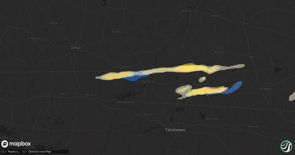 Hail map in Bainbridge, GA on November 9, 2025