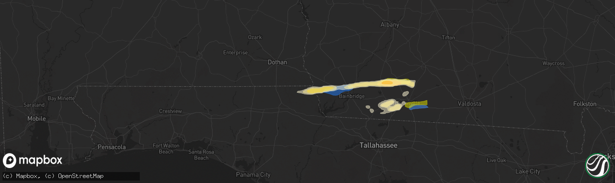 Hail map in Bascom, FL on November 9, 2025