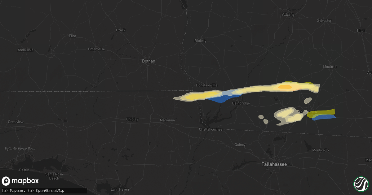 Hail map in Bascom, FL on November 9, 2025