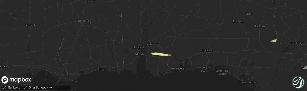 Hail map in Bay Minette, AL on November 9, 2025
