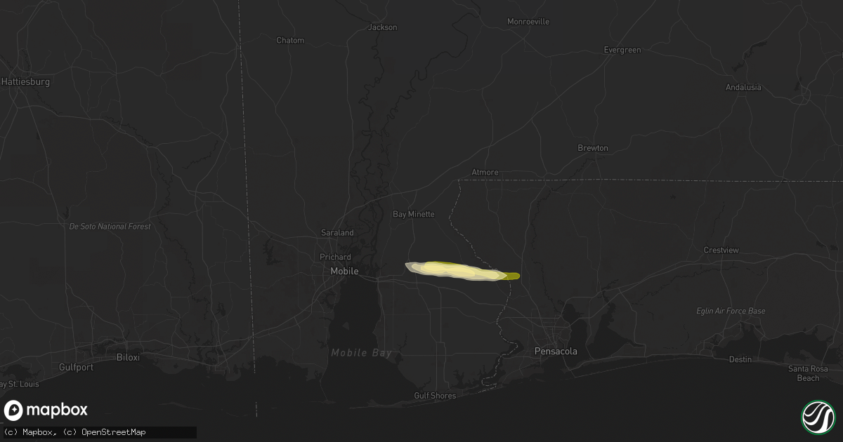 Hail map in Bay Minette, AL on November 9, 2025