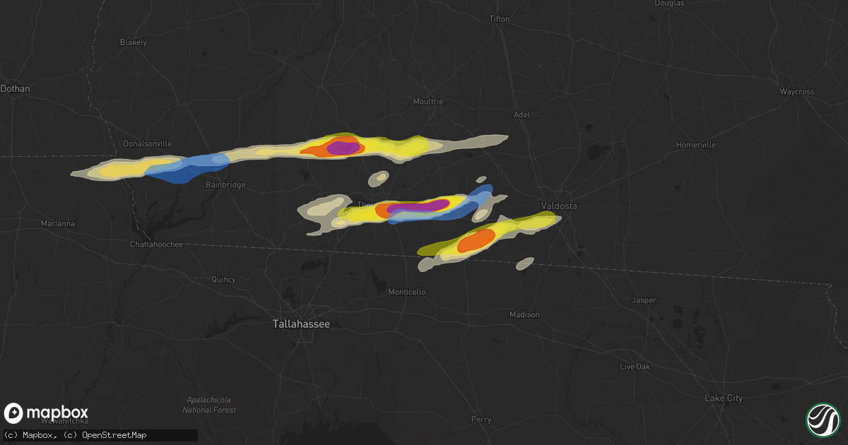 Hail map in Boston, GA on November 9, 2025