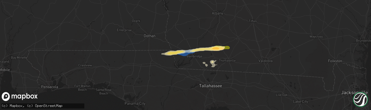 Hail map in Brinson, GA on November 9, 2025
