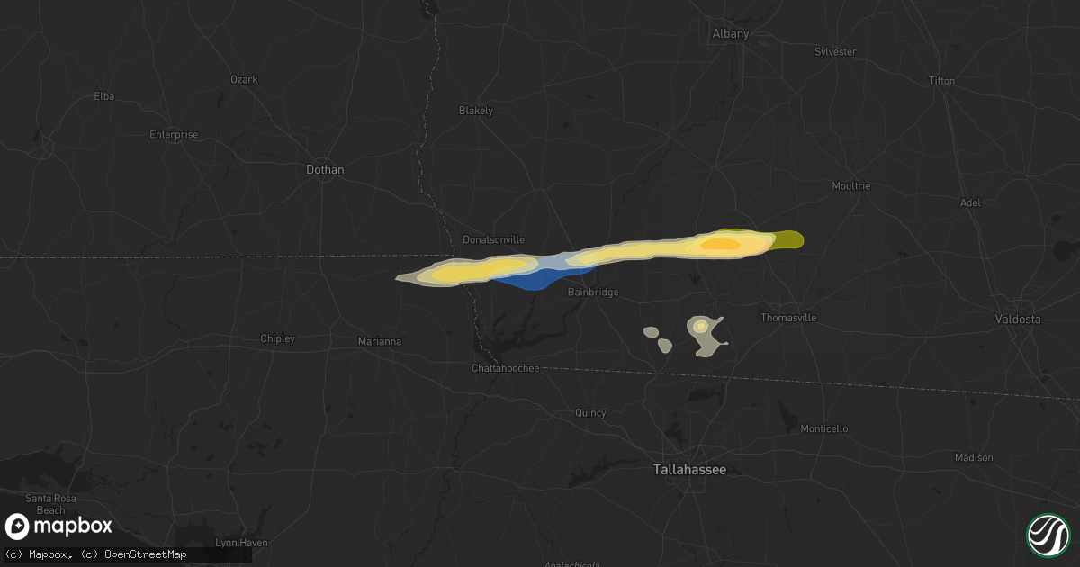 Hail map in Brinson, GA on November 9, 2025