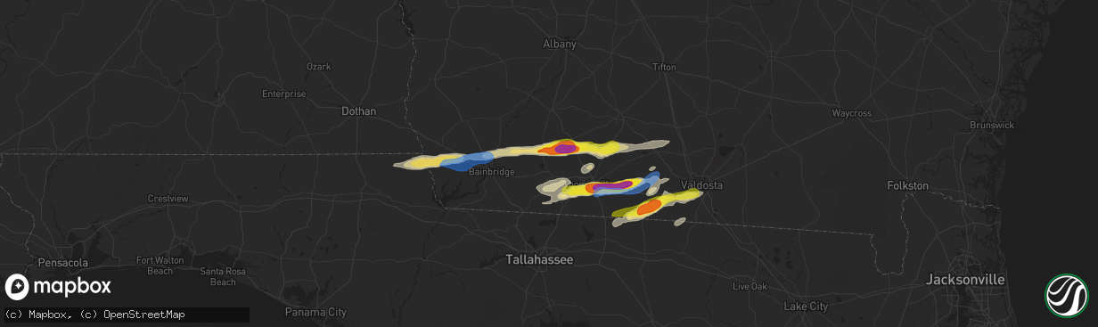 Hail map in Cairo, GA on November 9, 2025