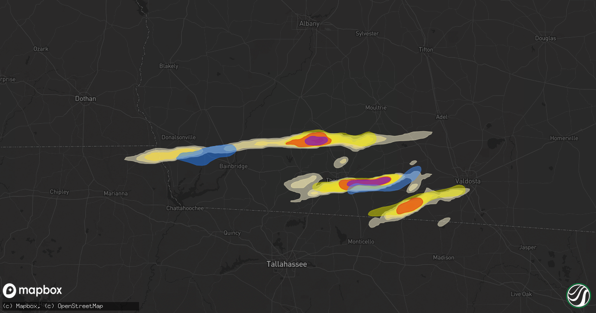 Hail map in Cairo, GA on November 9, 2025