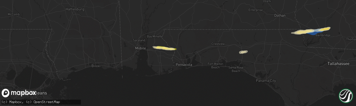 Hail map in Cantonment, FL on November 9, 2025