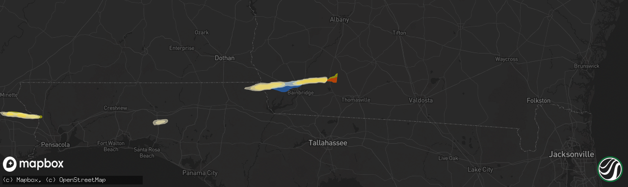 Hail map in Climax, GA on November 9, 2025