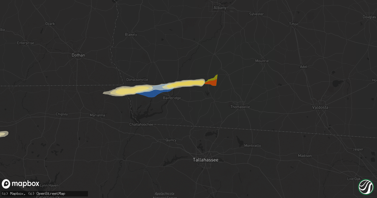 Hail map in Climax, GA on November 9, 2025