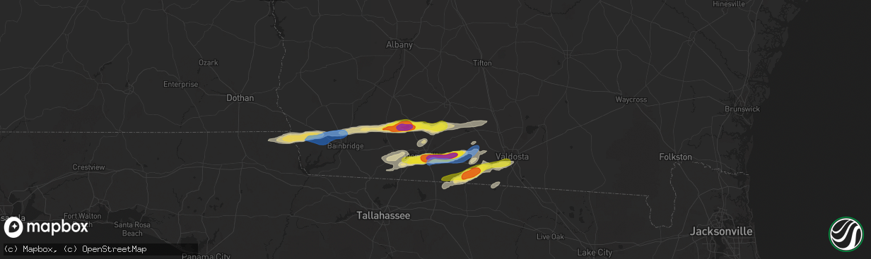 Hail map in Coolidge, GA on November 9, 2025