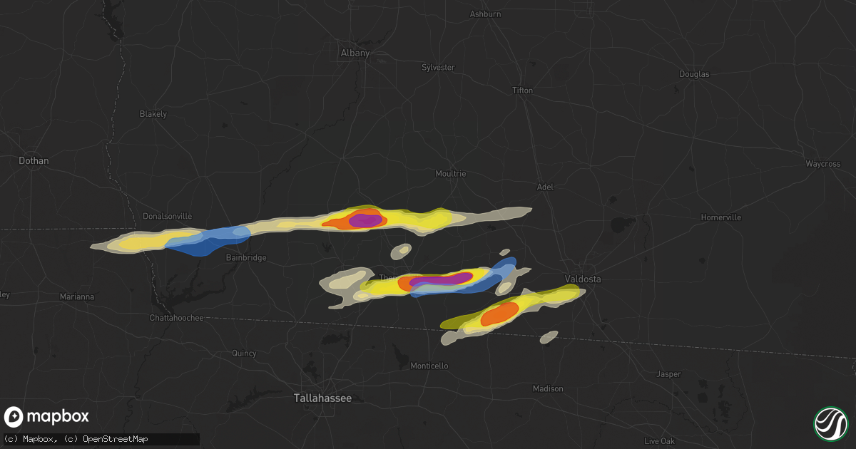 Hail map in Coolidge, GA on November 9, 2025