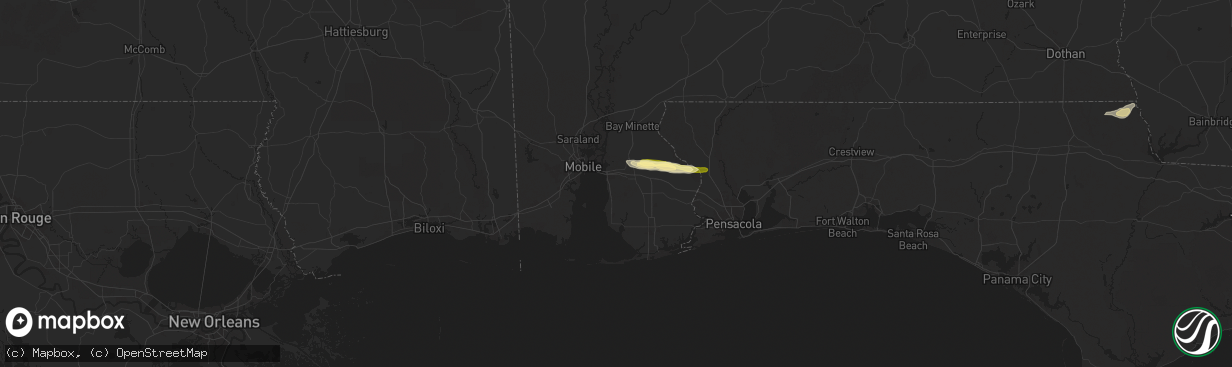 Hail map in Daphne, AL on November 9, 2025