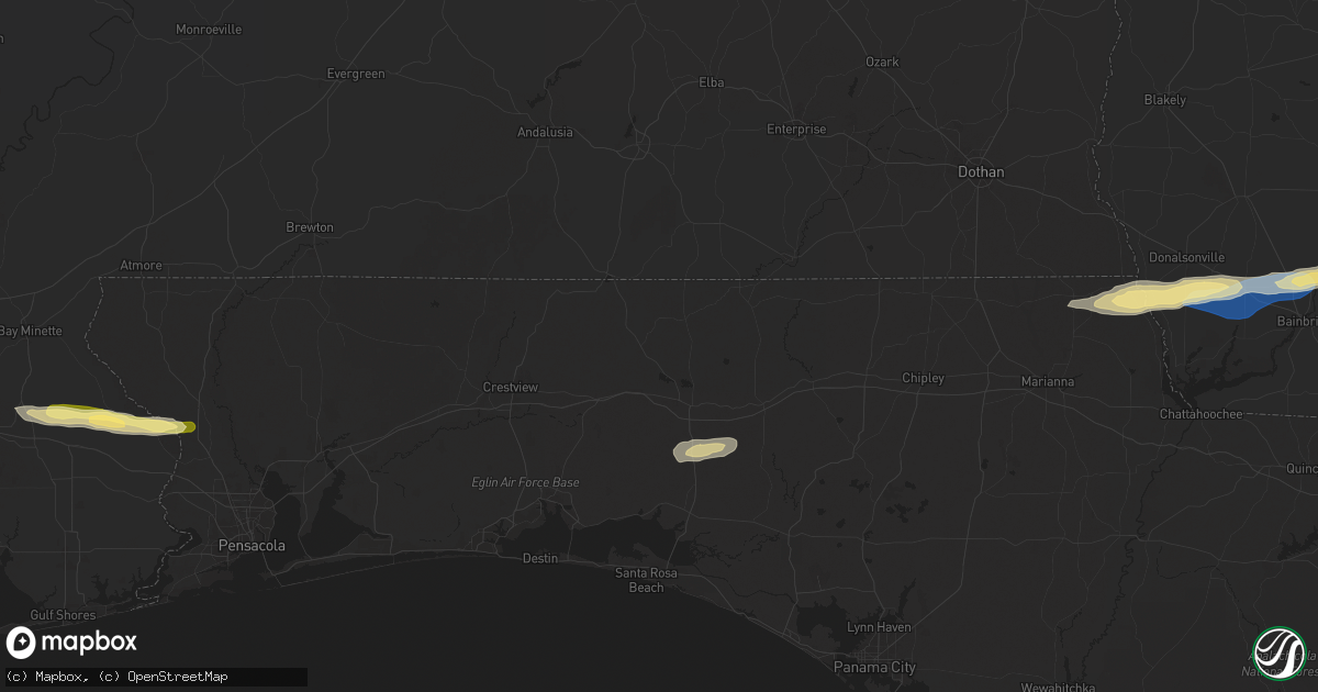 Hail map in Defuniak Springs, FL on November 9, 2025