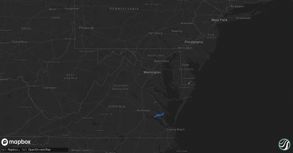 Hail map in Delaware on November 9, 2025
