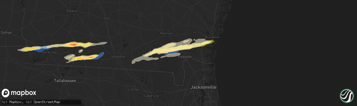 Hail map in Folkston, GA on November 9, 2025