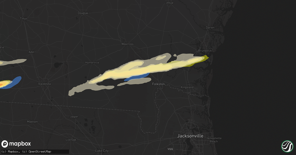 Hail map in Folkston, GA on November 9, 2025
