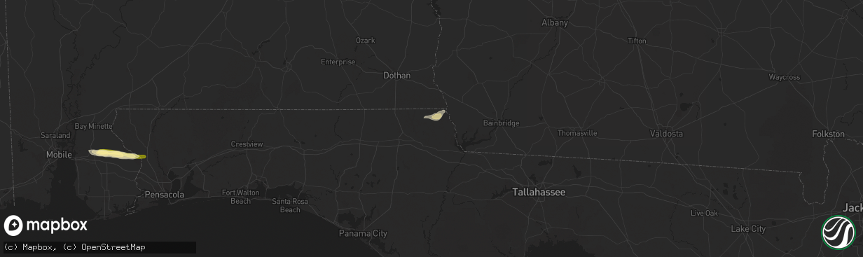 Hail map in Greenwood, FL on November 9, 2025