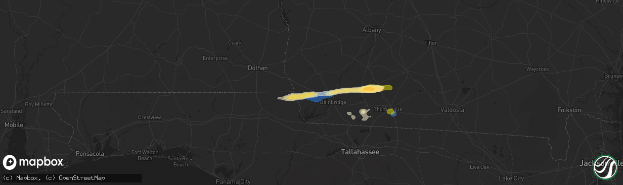 Hail map in Iron City, GA on November 9, 2025