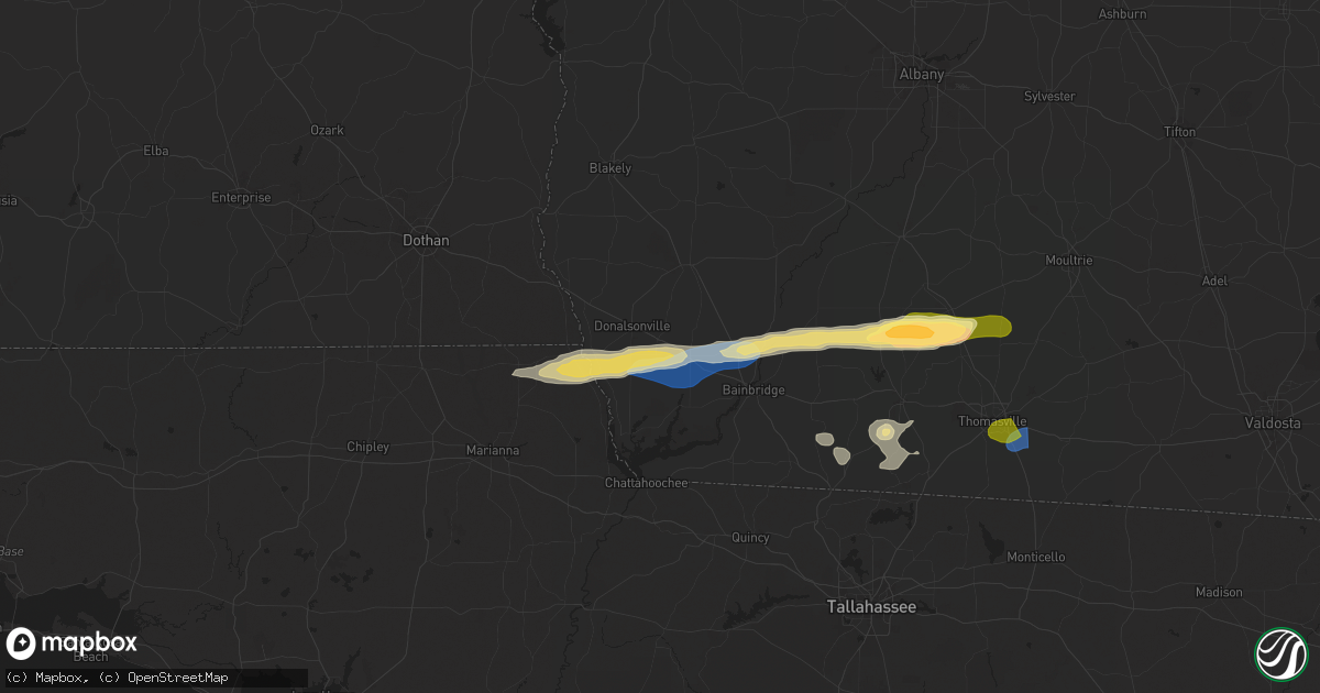 Hail map in Iron City, GA on November 9, 2025