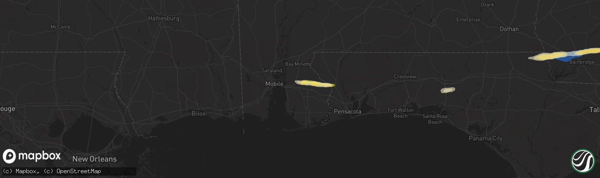 Hail map in Loxley, AL on November 9, 2025